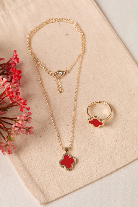 Heliophilia Silver Conjunto de Collar y Anillo Dorado CSET9925 Heliophilia Silver Conjunto de Collar y Anillo Dorado CSET9925